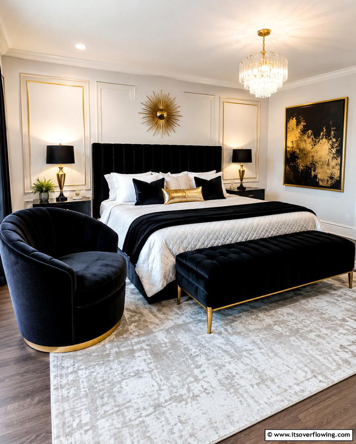 Black Velvet Upholstery - 25 Matte Black Bedroom Ideas for a Sleek and Modern Look