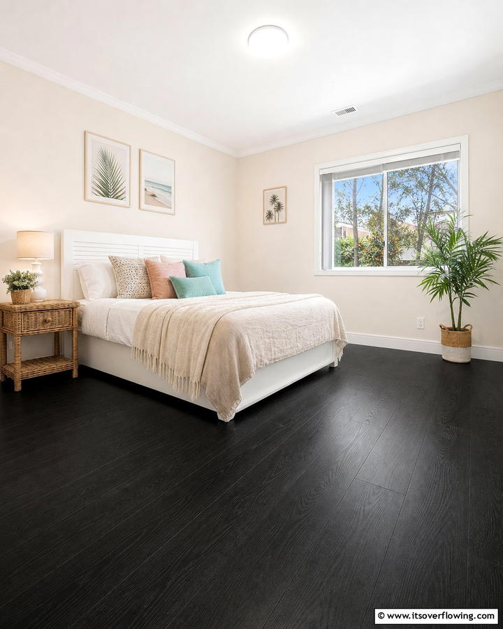 Black Vinyl Flooring for a Budget Friendly Option - 25 Black Floor Bedroom Ideas for a Bold and Modern Look