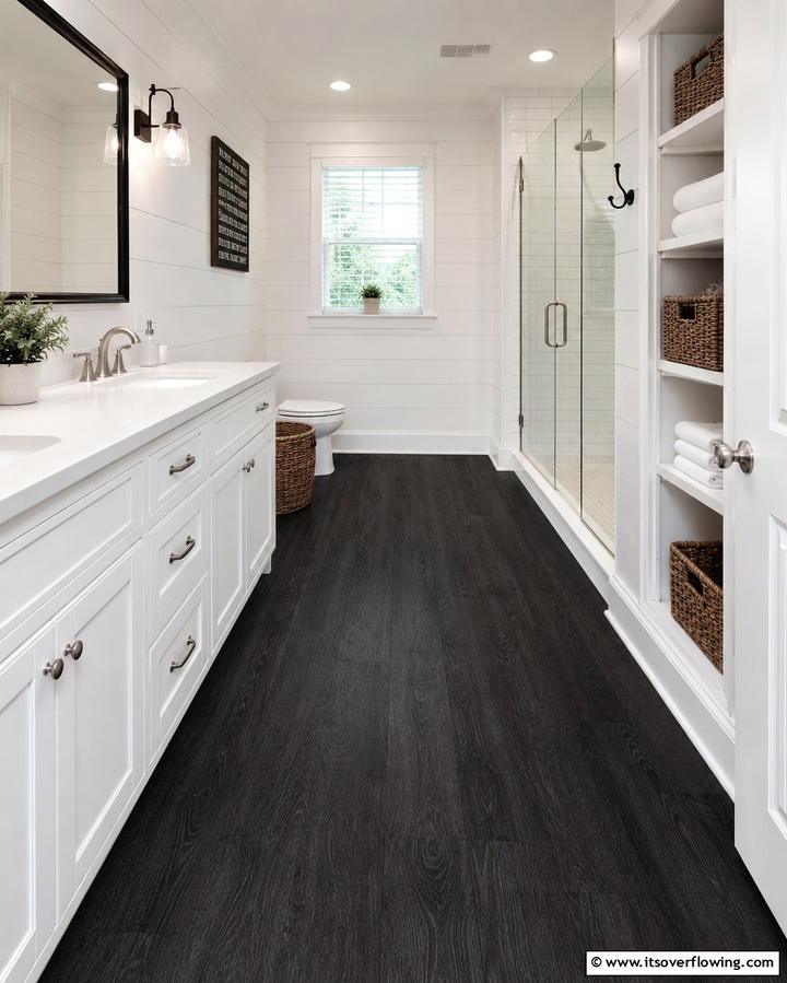 Black Vinyl Plank Flooring - 25 Black Floor Bathroom Ideas for a Bold Look