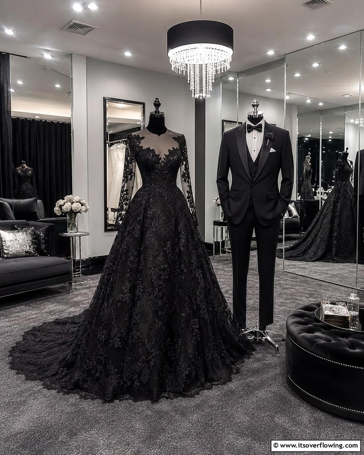 Black Wedding Attire - 30 Black-Themed Wedding Decor Ideas for Bold Celebrations