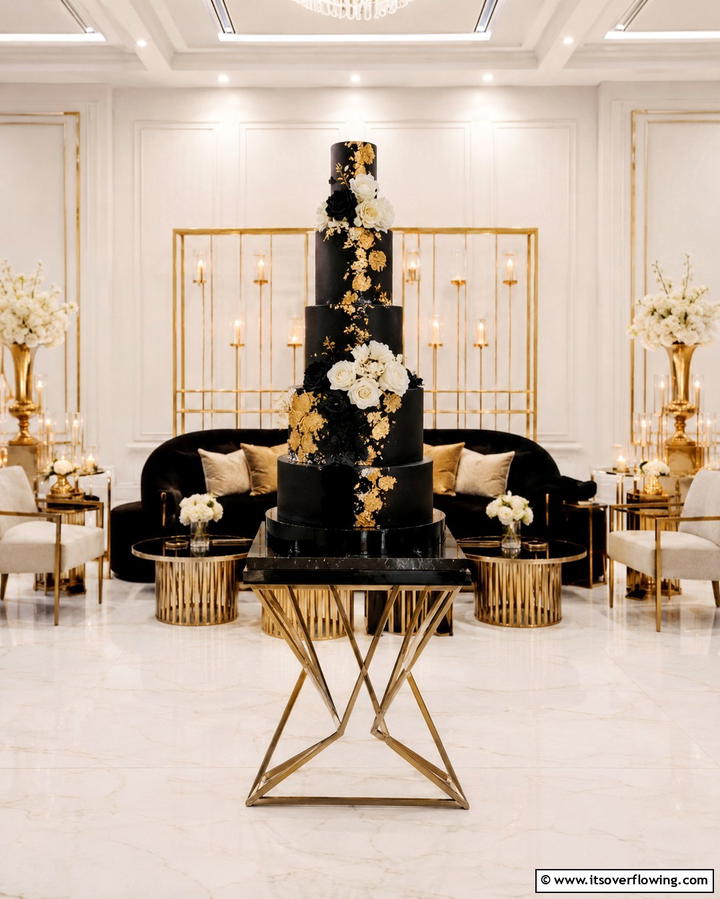 Black Wedding CakeExact - 30 Black-Themed Wedding Decor Ideas for Bold Celebrations