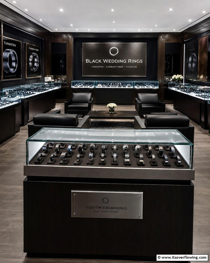 Black Wedding Rings - 30 Black-Themed Wedding Decor Ideas for Bold Celebrations