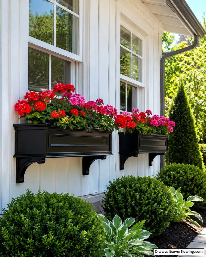 Black Window Boxes for a Charming Detail - 30 Single-Story White House Black Trim Exterior Inspirations
