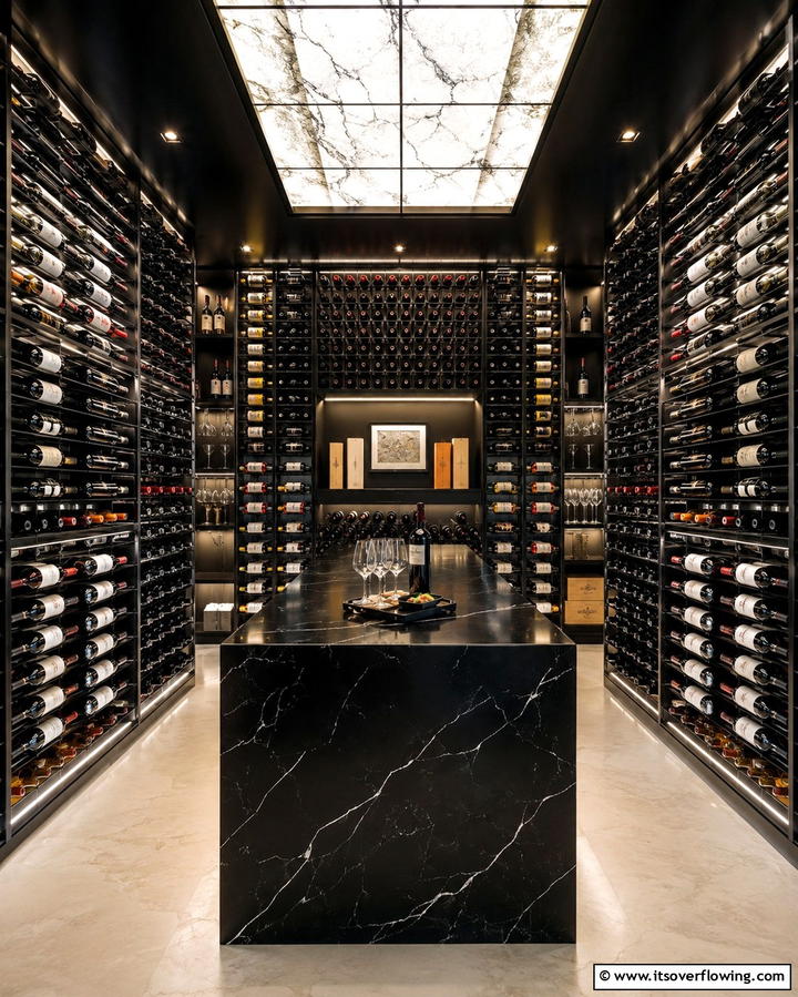Black Wine Cellar - 30 Black Basement Design Ideas for a Modern & Cozy Space