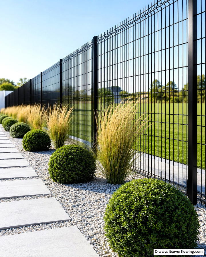 Black Wire Mesh Fence for Minimalism - 25 Black Fence Ideas for Modern Outdoor Spaces