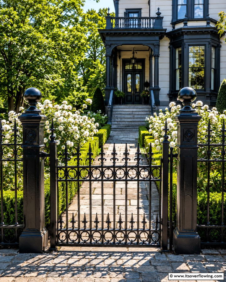 Black Wrought Iron Fence - 25 Black Fence Ideas for Modern Outdoor Spaces