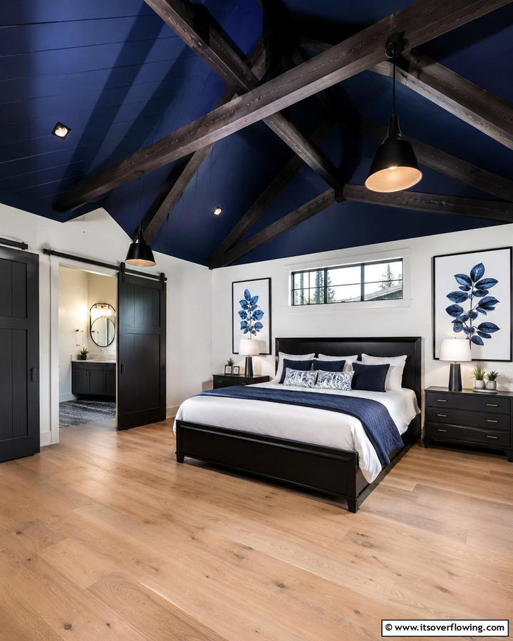 Black and Blue Ceiling Design - 25 Black and Blue Bedroom Ideas for a Bold Statement