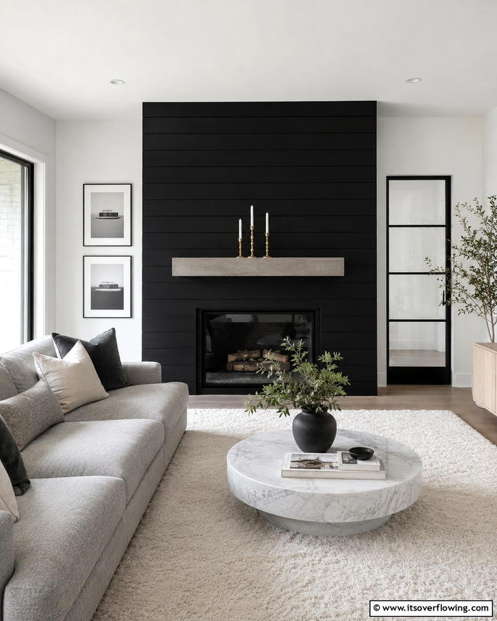 Black and Bold - 25 Fireplace Accent Wall Ideas for a Stunning Focal Point