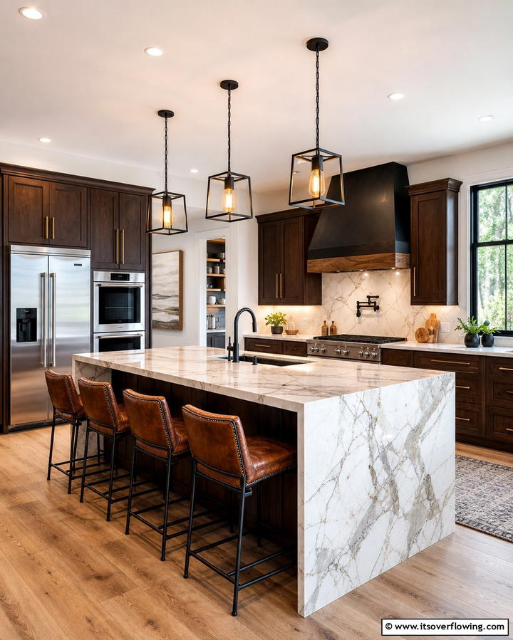 Black and Brown Bar Stools - 25 Black and Brown Kitchen Ideas for a Bold Look