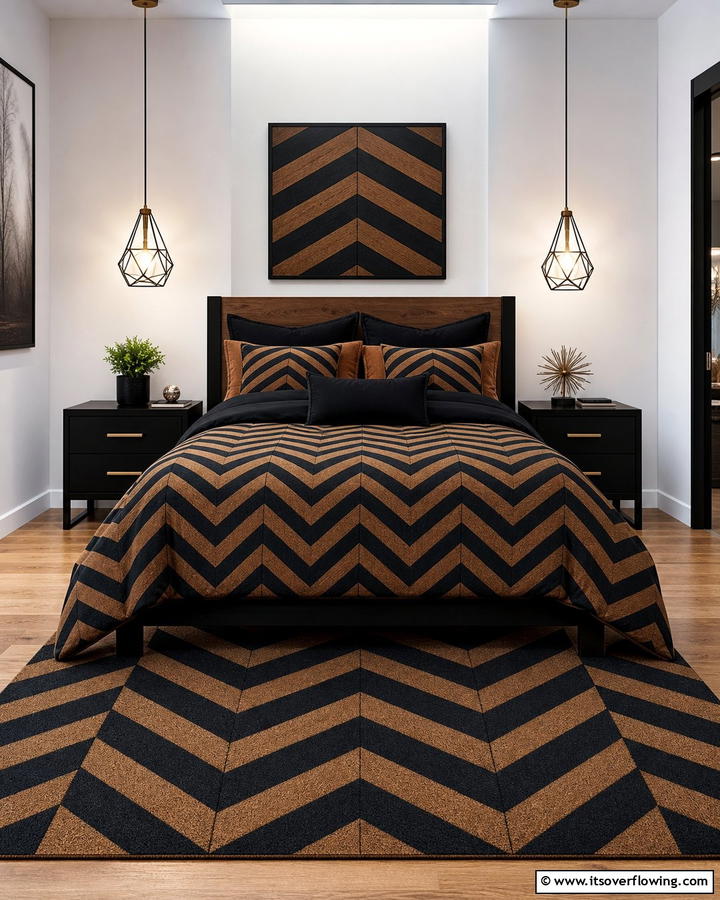 Black and Brown Chevron Patterns - 20 Black and Brown Bedroom Ideas for a Cozy Retreat