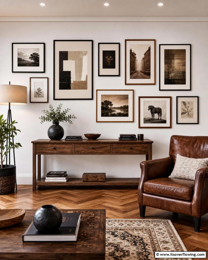 Black and Brown Gallery Walls - 20 Black and Brown Interior Design Ideas for Modern Homes