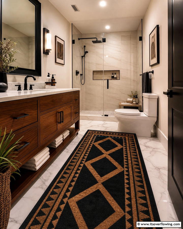 Black and Brown Rugs - 20 Modern Brown and Black Bathroom Ideas for a Bold Design