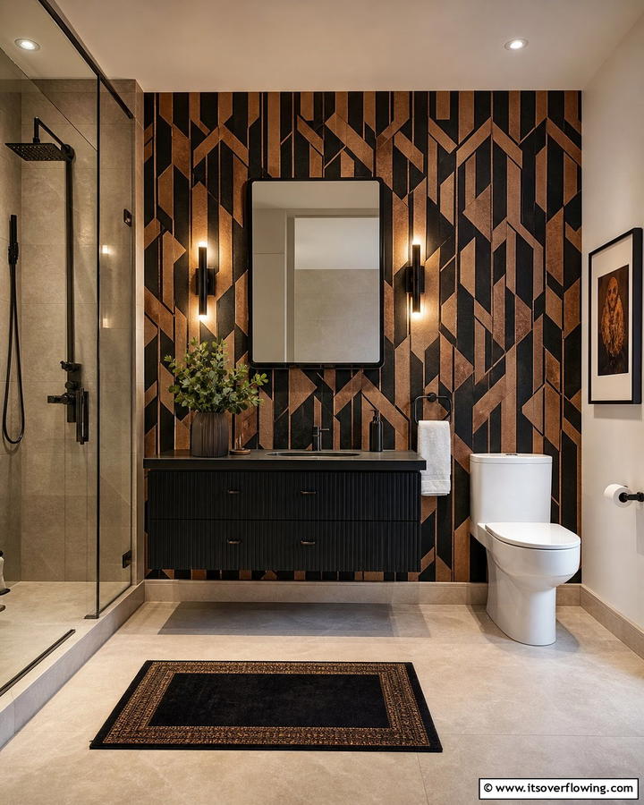 Black and Brown Wallpaper - 20 Modern Brown and Black Bathroom Ideas for a Bold Design