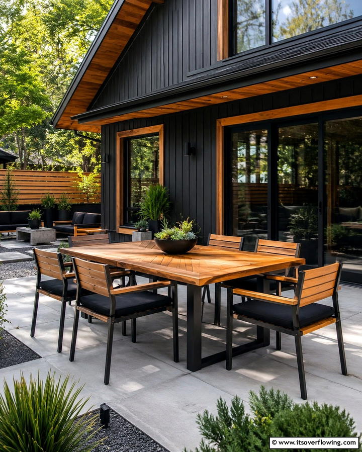 Black and Cedar Outdoor Furniture for Cohesion - 30 Modern Black Houses with Cedar Accents for Striker Exteriors