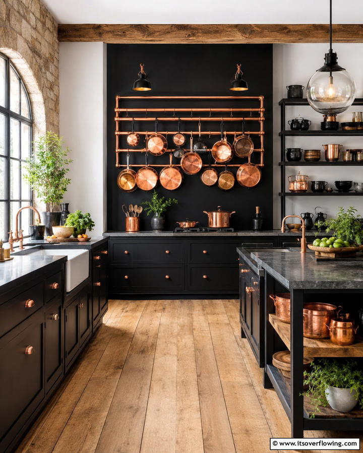 Black and Copper Kitchen Clock - 25 Black and Copper Kitchen Ideas for a Bold Look