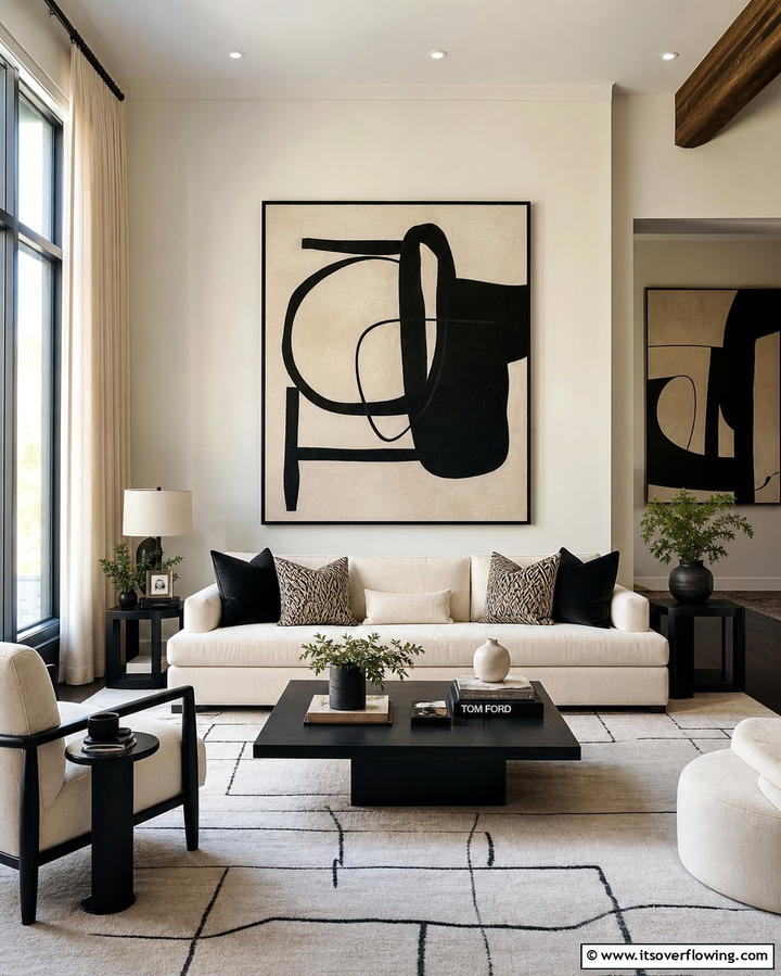 Black and Cream ArtworkExact - 25 Cream and Black Living Room Ideas for Elegance
