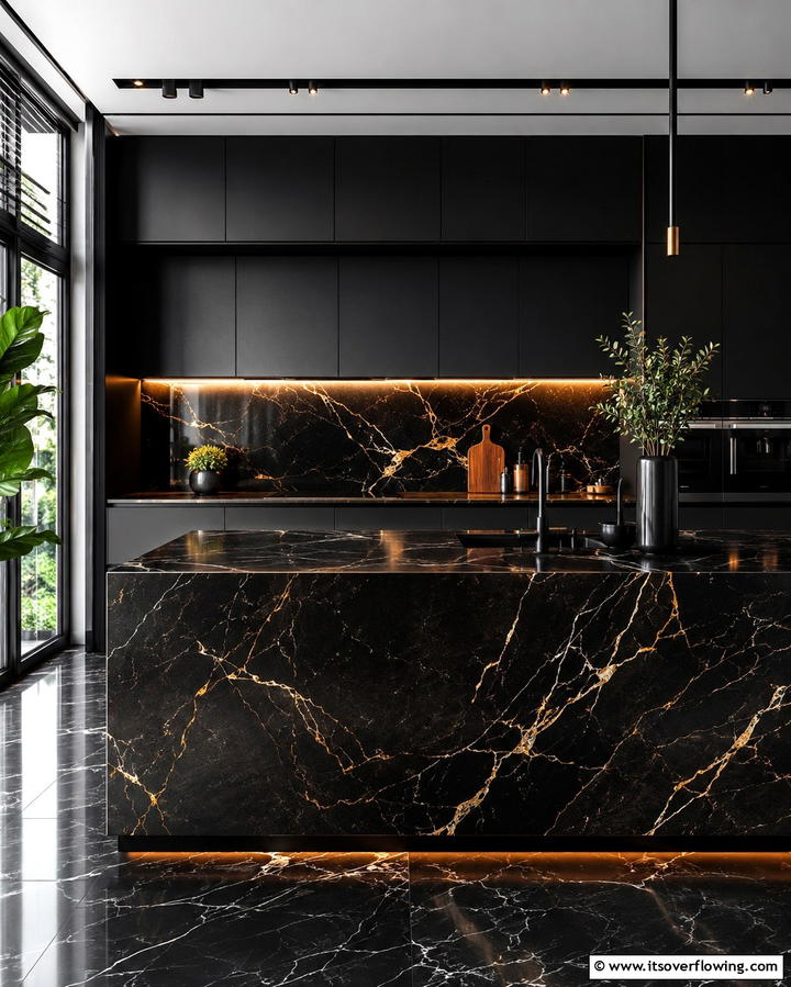 Black and Gold Accents - 30 Gothic Kitchen Ideas for Dramatic Dark Aesthetic Spaces