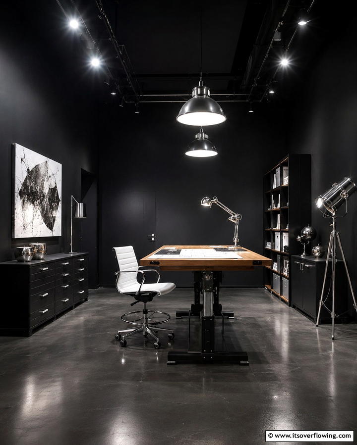 Black and Gold AccentsExact - 30 Moody Dark Home Office Designs for a Productive Workspace