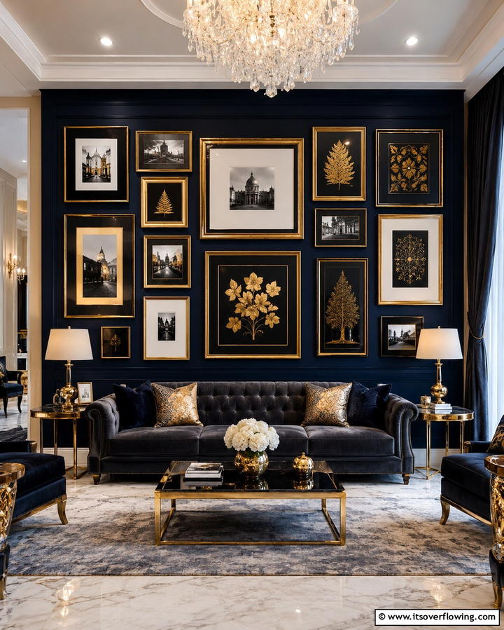 Black and Gold Collage - 20 Wall Collage Ideas to Showcase Your Memories
