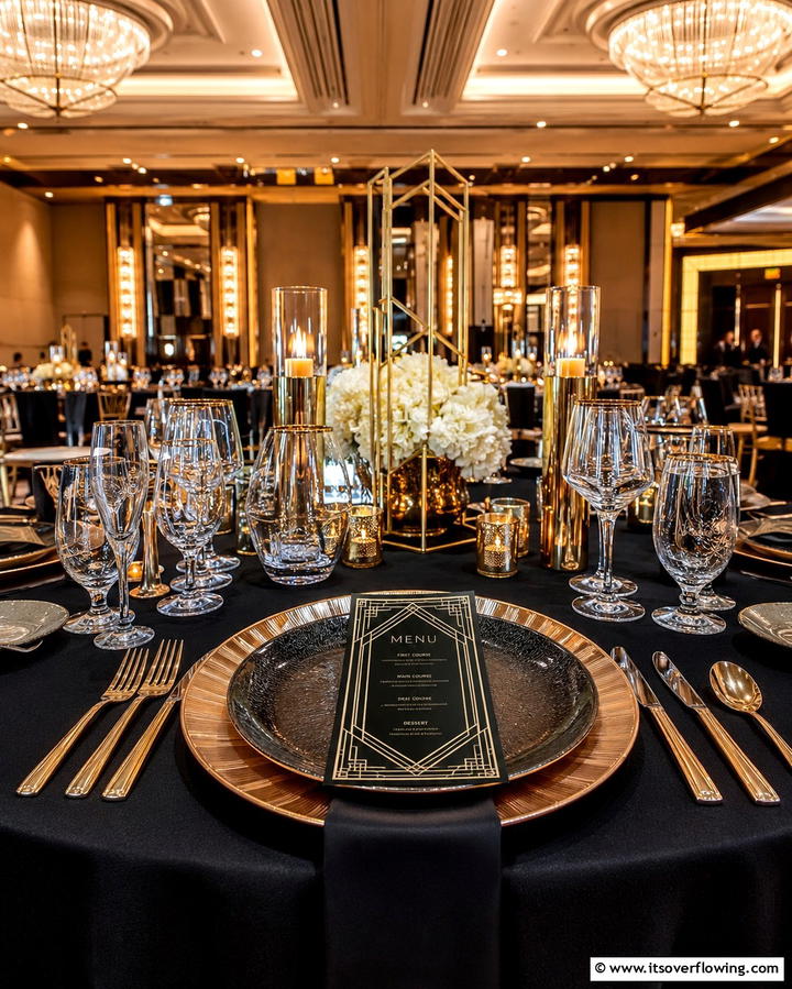 Black and Gold Color PaletteOne - 25 Glamorous Great Gatsby Wedding Theme Ideas