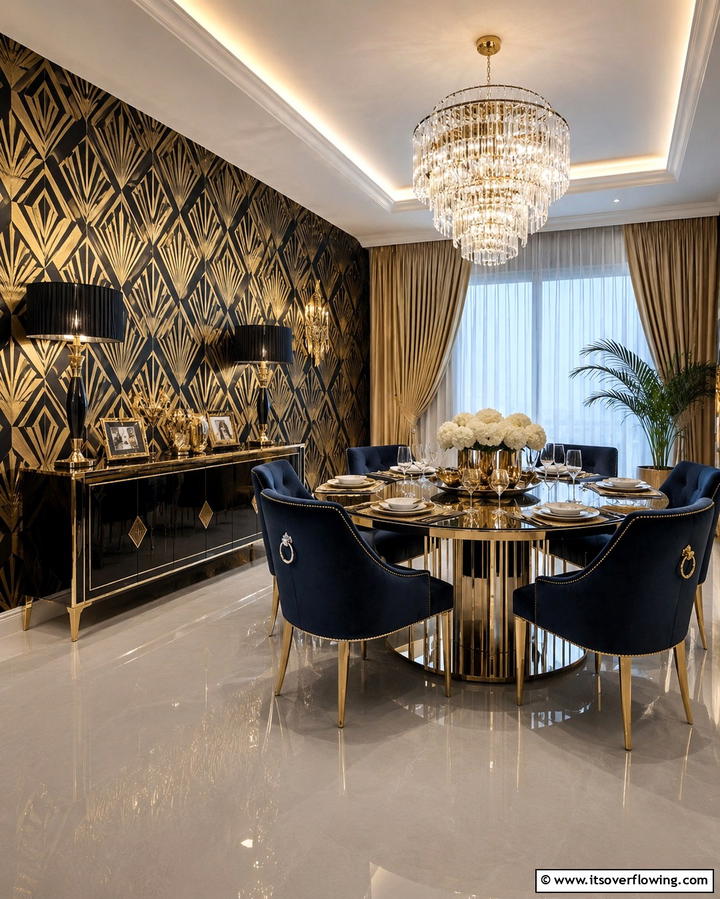 Black and Gold Contrast - 25 Art Deco Dining Room Ideas for a Glamorous Space