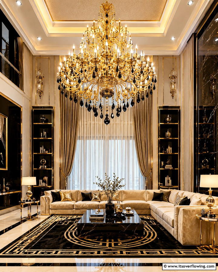 Black and Gold Decorative Trays - 25 Black and Gold Living Room Ideas for a Luxurious Feel