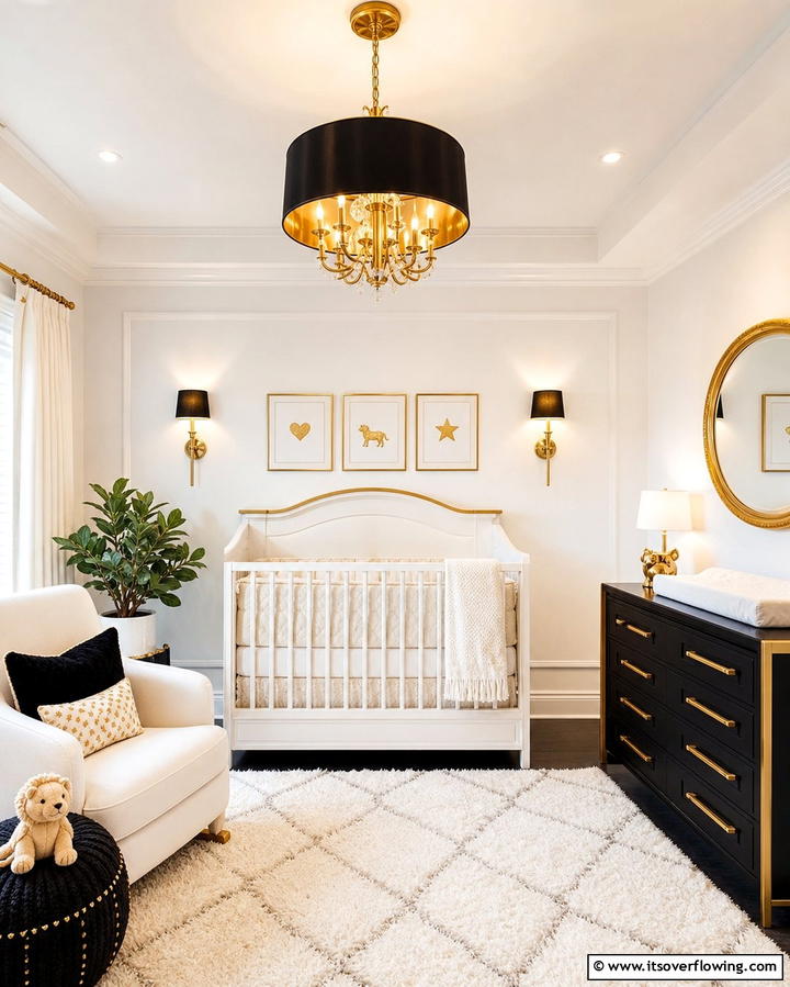 Black and Gold Lighting Fixtures - 25 Black Nursery Ideas for Modern Baby Rooms