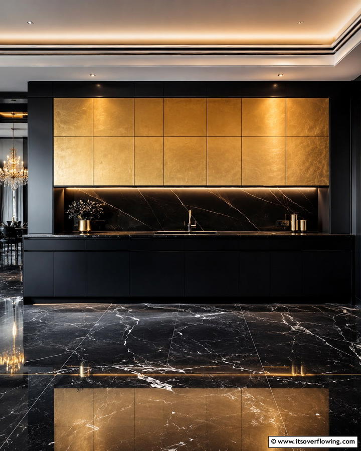 Black and Gold Modern Luxury - 25 Two-Tone Kitchen Cabinet Ideas for a Modern Look
