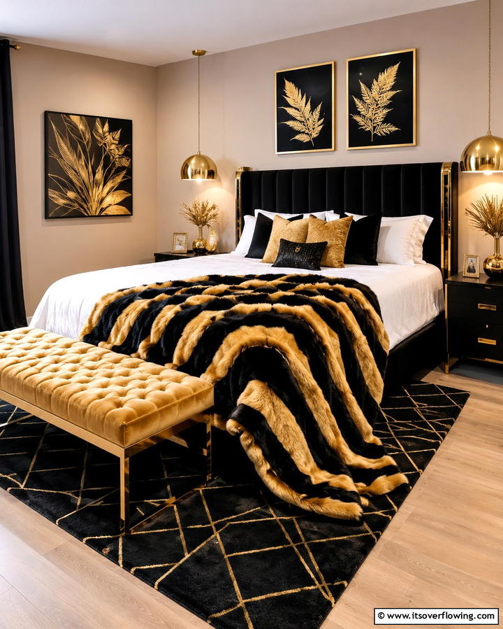 Black and Gold Throw Blankets - 25 Stunning Black and Gold Bedroom Design Ideas