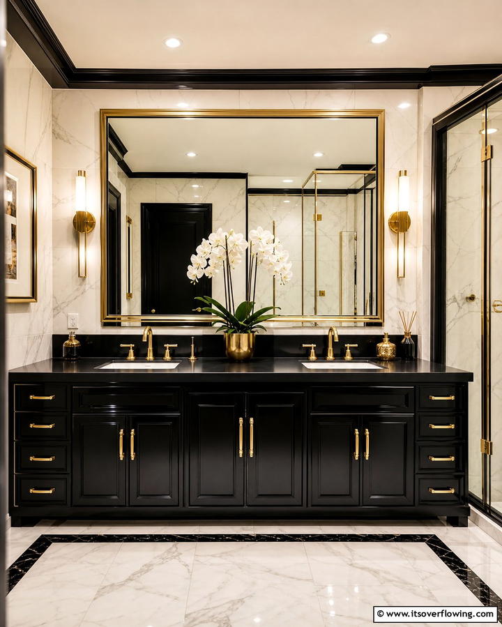 Black and Gold Vanity - 25 Black and Gold Bathroom Ideas for a Glamorous Space