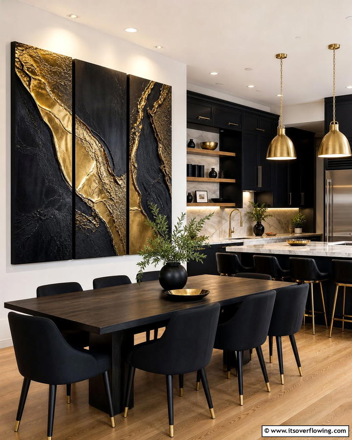 Black and Gold Wall Art for a Decorative Touch - 25 Black and Gold Kitchen Ideas for a Luxurious Look