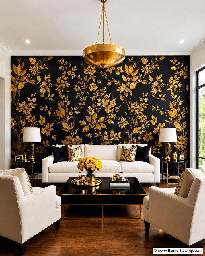 Black and Gold Wallpaper Patterns - 25 Black and Gold Living Room Ideas for a Luxurious Feel