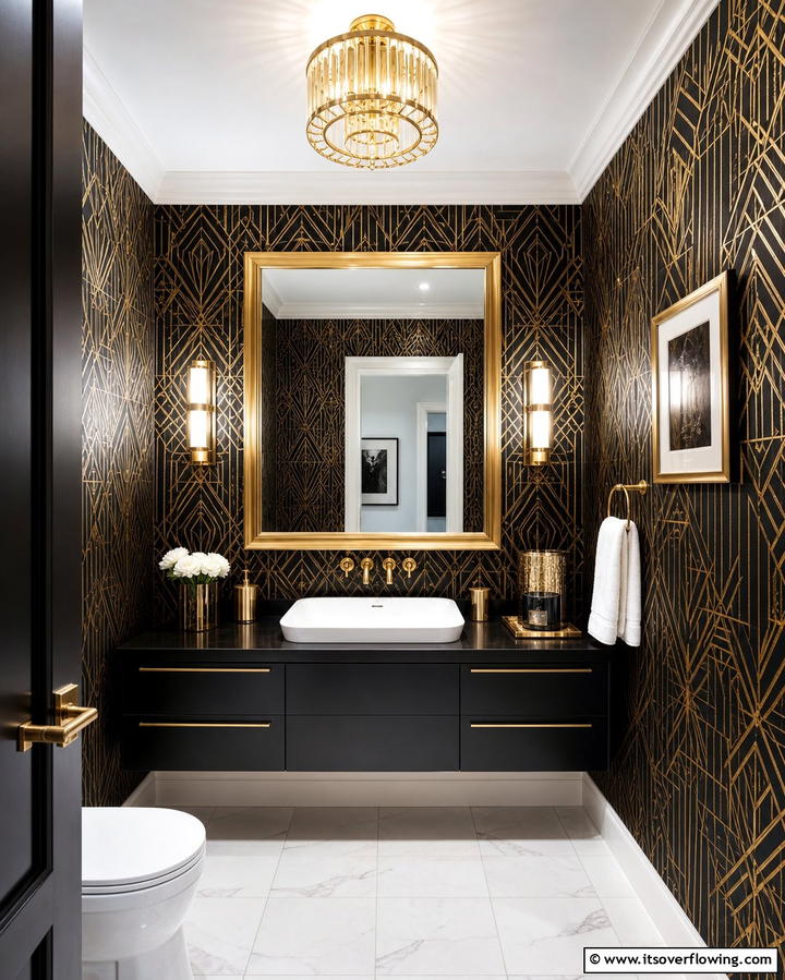 Black and Gold WallpaperExact - 25 Black and Gold Bathroom Ideas for a Glamorous Space