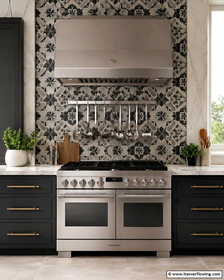 Black and Gray Patterned Tiles - 25 Gray and Black Kitchen Ideas for a Modern Look