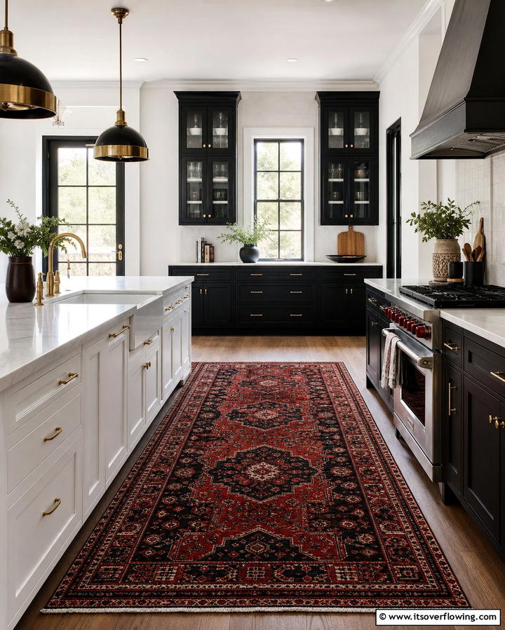 Black and Red Patterned Rugs - 25 Red and Black Kitchen Ideas for a Bold Look