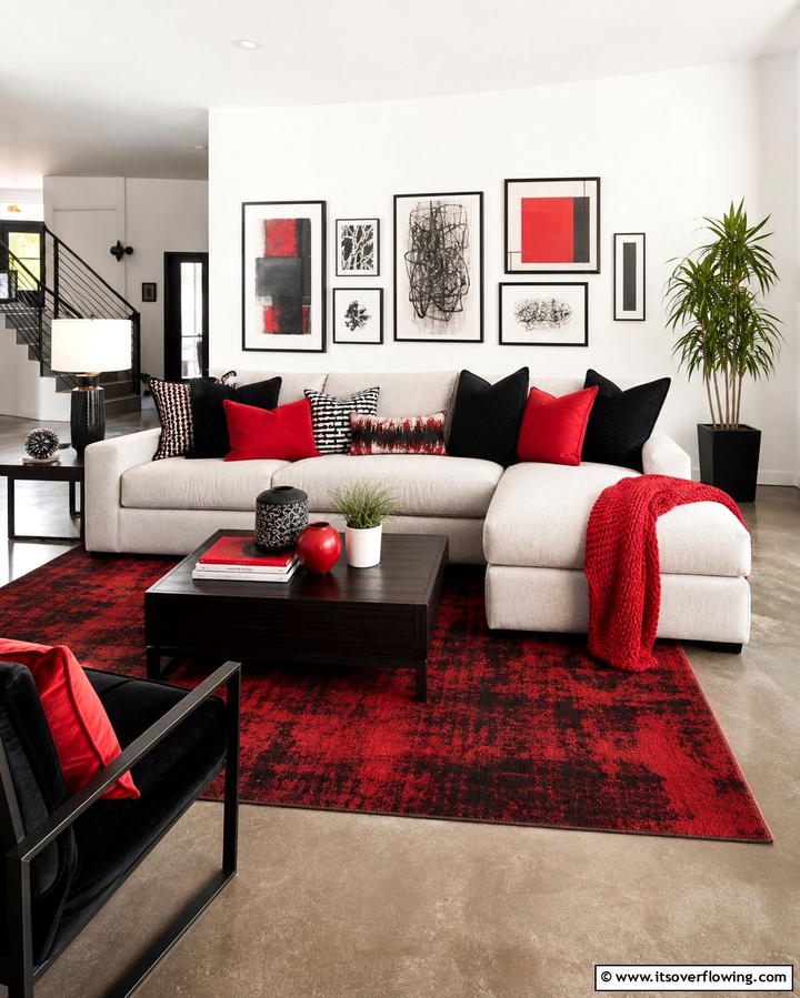 Black and Red Pillows - 25 Black and Red Living Room Ideas for a Dramatic Look