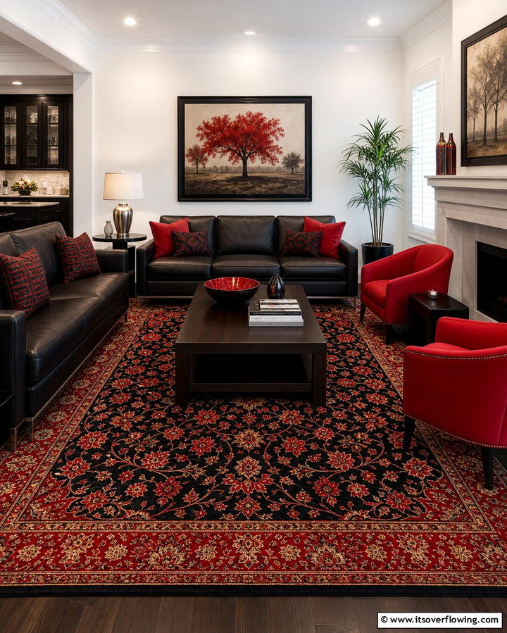Black and Red RugsOne - 25 Black and Red Living Room Ideas for a Dramatic Look