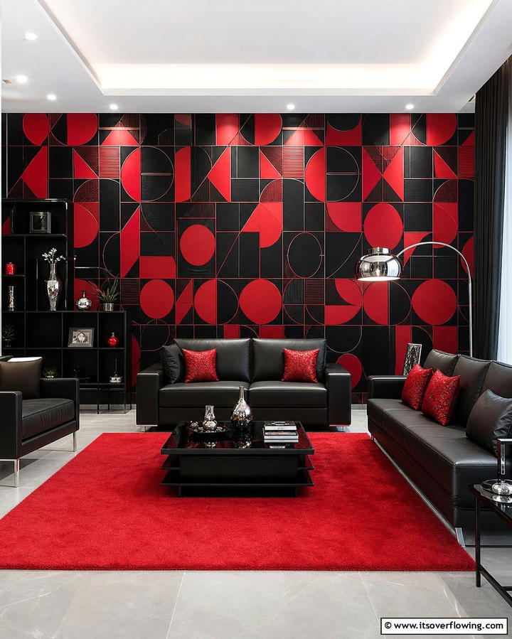 Black and Red Wallpaper - 25 Black and Red Living Room Ideas for a Dramatic Look