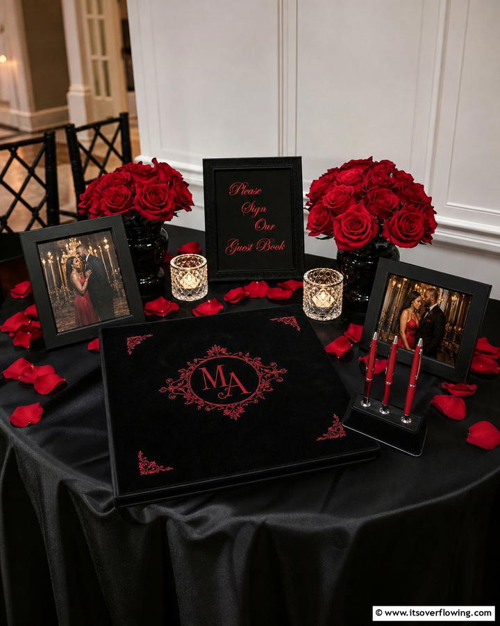 Black and Red Wedding Guest Book - 17 Red and Black Wedding Ideas for Dramatic Nuptials