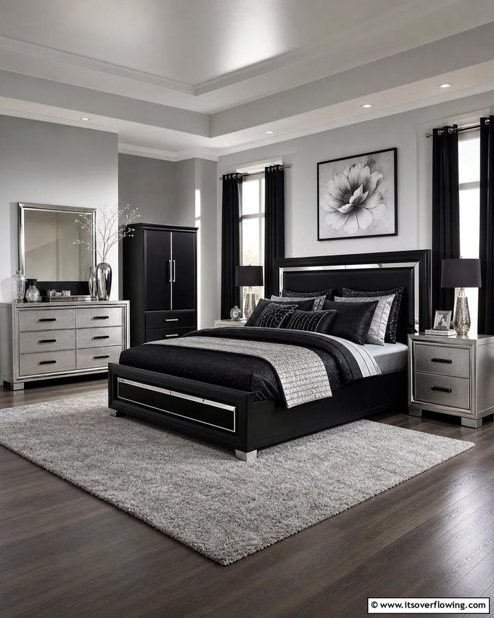 Black and Silver Furniture Pairing - 20 Black and Silver Bedroom Ideas for a Sleek Aesthetic