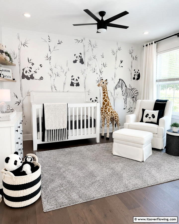 Black and White Animal Theme - 30 Chic Black & White Nursery Ideas for Modern Baby Rooms