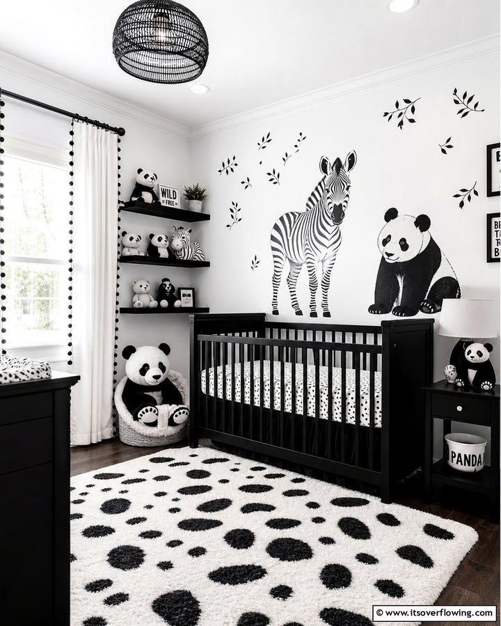 Black and White Animal Theme - 25 Black Nursery Ideas for Modern Baby Rooms