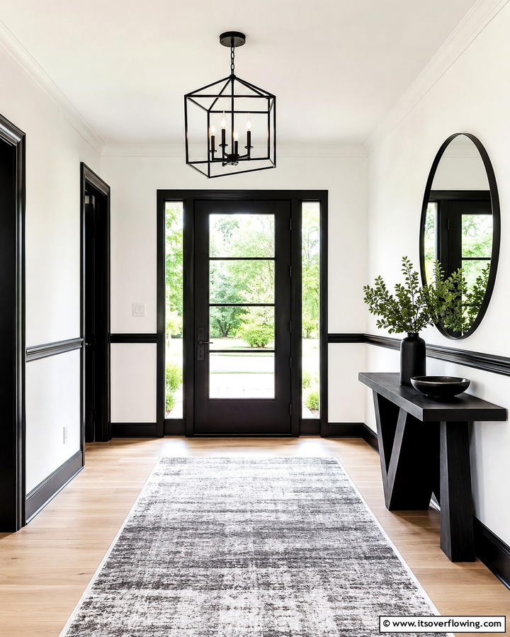 Black and White Chair Rail Design - 30 Stylish Chair Rail Molding Ideas to Elevate Your Interiors