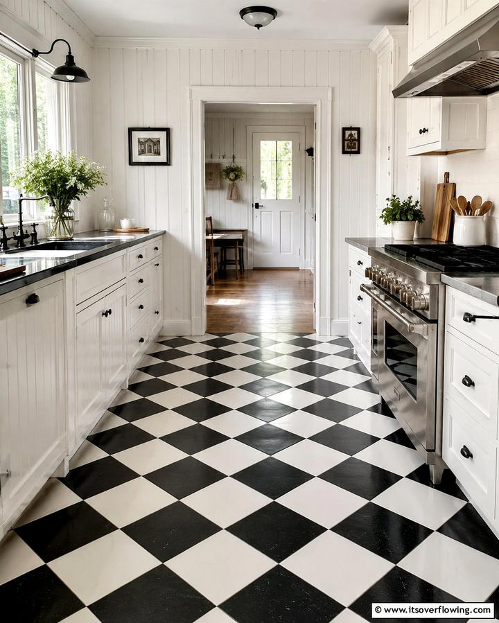 Black and White Checkerboard Tiles - 30 Laundry Room Tile Ideas for Durable Style Updates