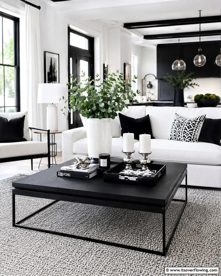 Black and White Coffee Table Styling - 25 Black and White Living Room Ideas for a Classic Look