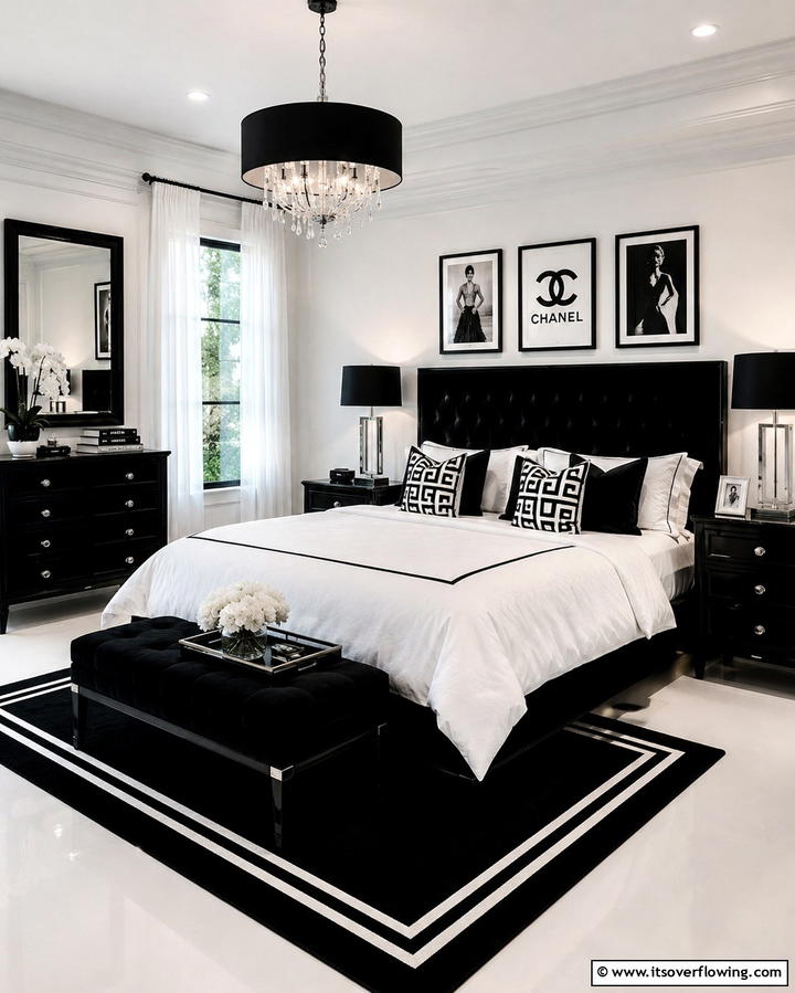 Black and White Color Palette - 25 Chanel Bedroom Ideas for a Luxurious and Chic Space
