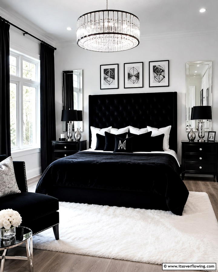 Black and White Color Scheme - 25 Paris-themed Bedroom Ideas for a Romantic Retreat