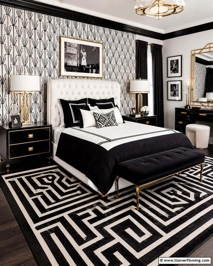 Black and White Color Scheme - 25 Art Deco Bedroom Ideas for a Timeless Look