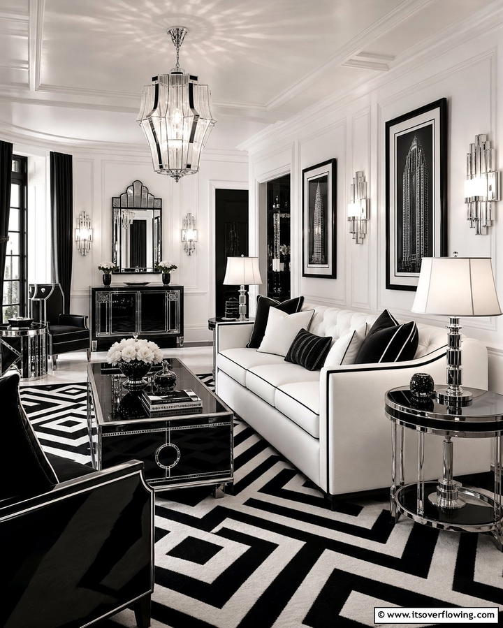 Black and White Color Schemes - 25 Vintage 1930s Living Room Design Ideas for Nostalgia