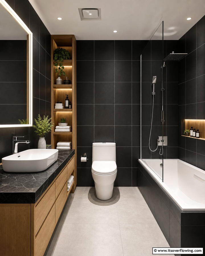 Black and White Contrast - 25 Man Cave Bathroom Ideas for a Unique Space